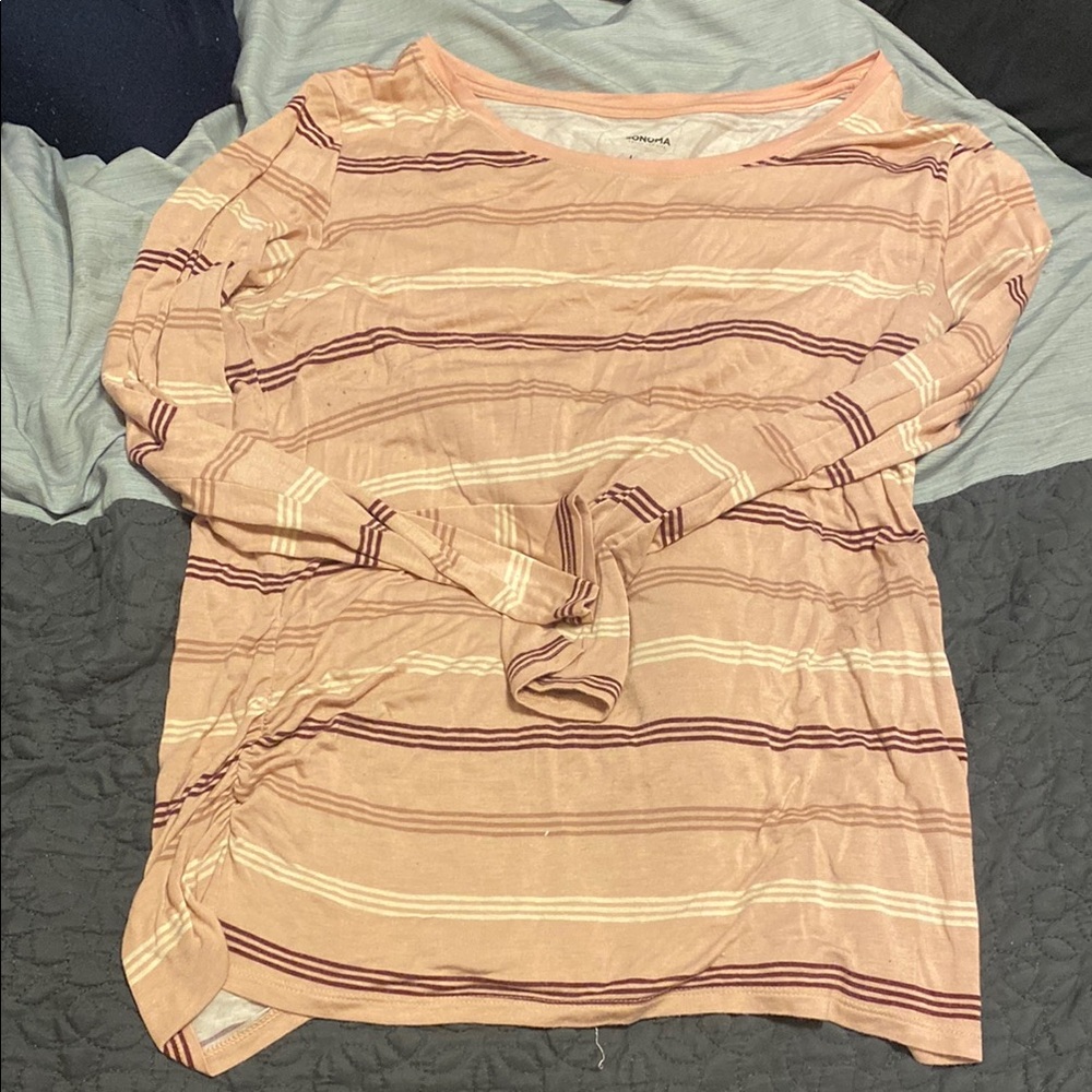 Women’s Striped Peach Long Sleeve Top